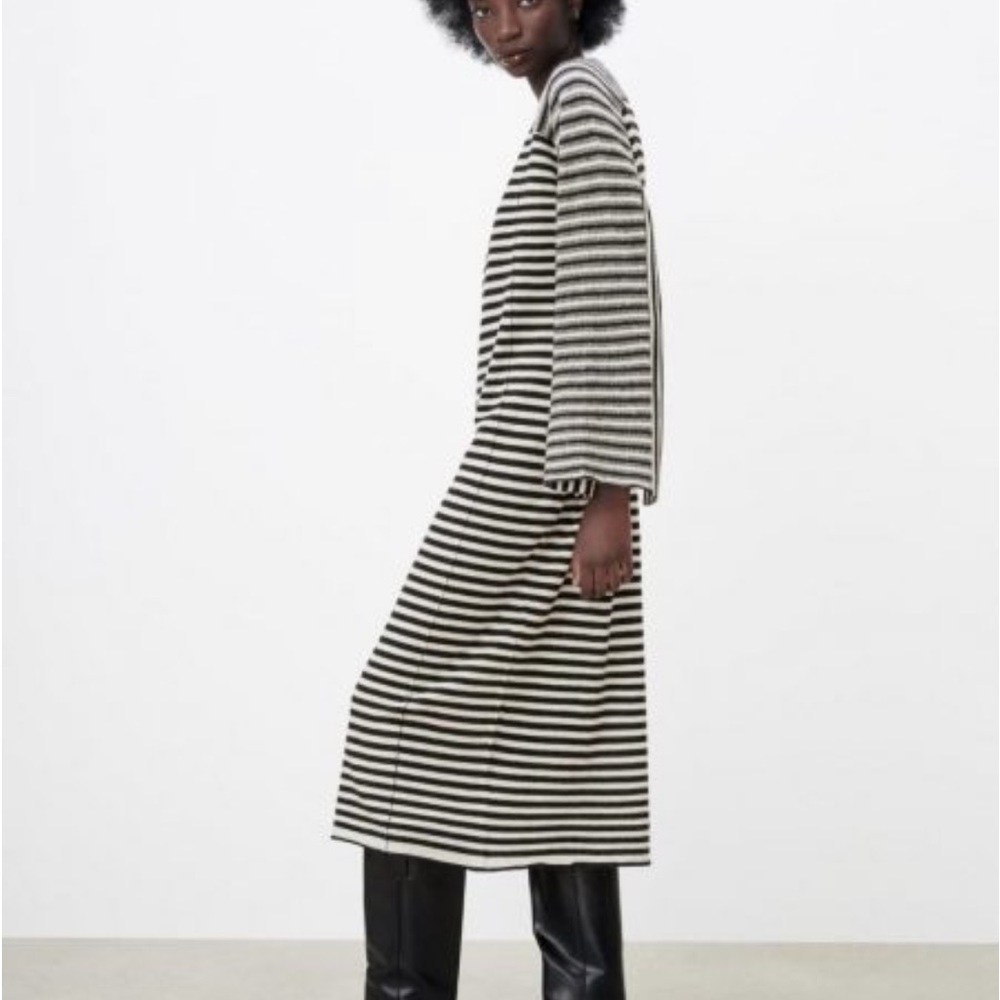 Zara size large black and white wool dress NWT